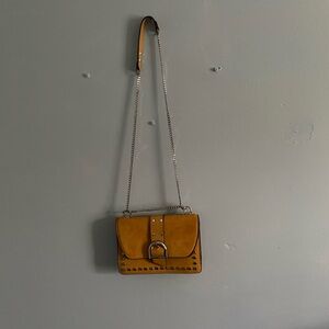 Topshop Mustard Crossbody Bag with Silver Chain